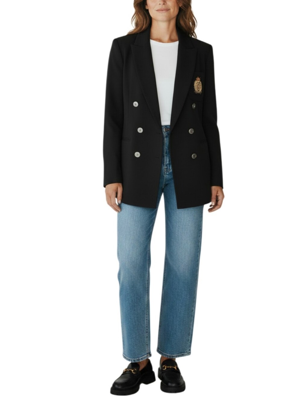Vintage Nautica Black Blazer Size 14 Embroidered Crest Quiet Luxury Preppy - Picture 6 of 7